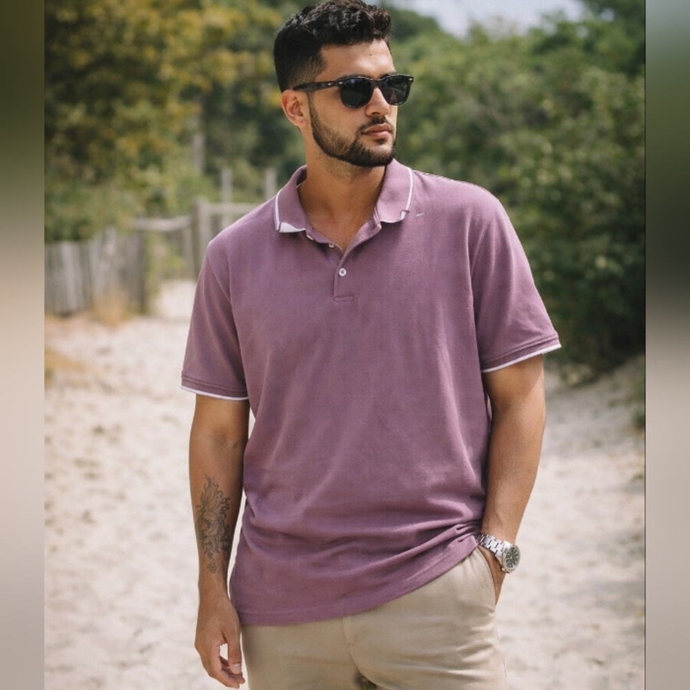 Black Brown 1826 100% Cotton Polo Shirt Purple | Classic Preppy Casual Golf